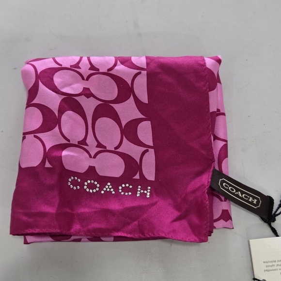 Coach Pink Silk Scarf - Picture 1 of 9